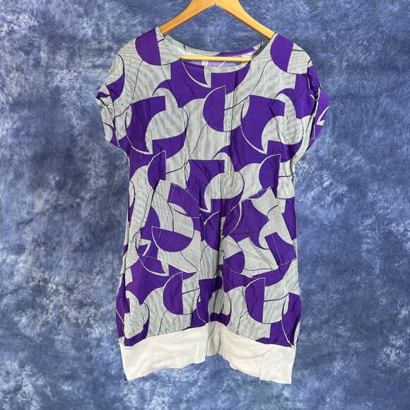 Vintage Purple Geometric Pattern Tunic Top - Picture 1 of 2